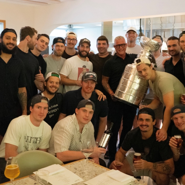 Team picture of the Carolina Hurricanes at Brodeto